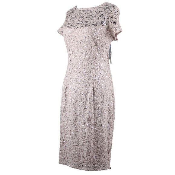 dressbarn Dresses & Skirts - Dress Barn Sz 10 Mauve Lavender Silver Sequin Lined Eyelets Nylon Dress